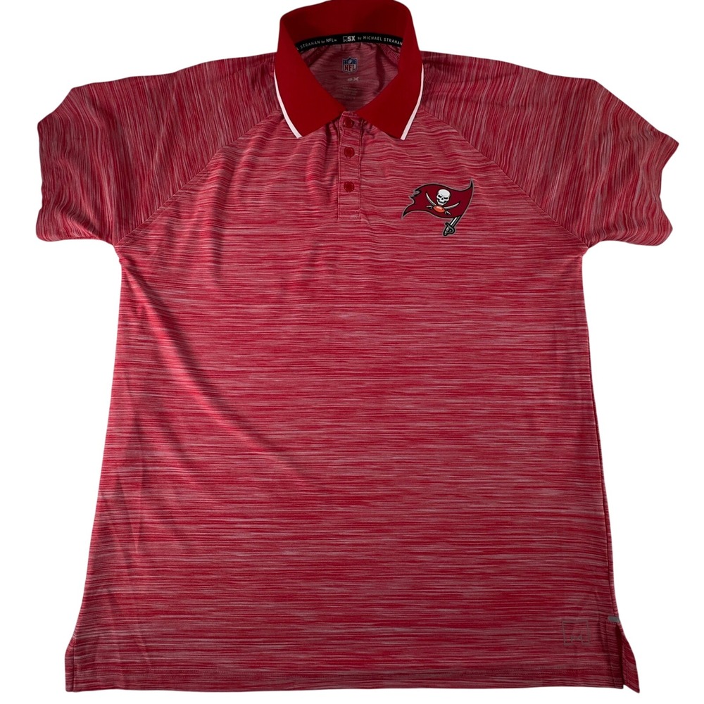 MSX Michael Strahan TB Buccaneers NFL Polo Shirt Mens M Red White Performance